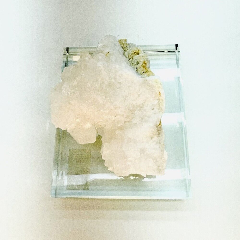 Natural Zeolite Quartz Crystal Geode On Glass Base Display 3.5"x2.5"X1.5" - Picture 14 of 16